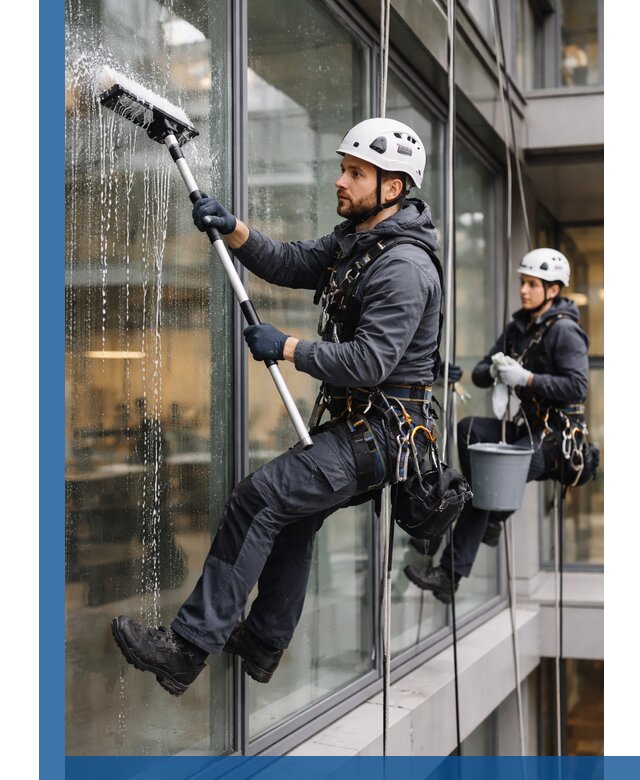 Профессиональная мойка витражей промышленными альпинистами в Старой Руссе