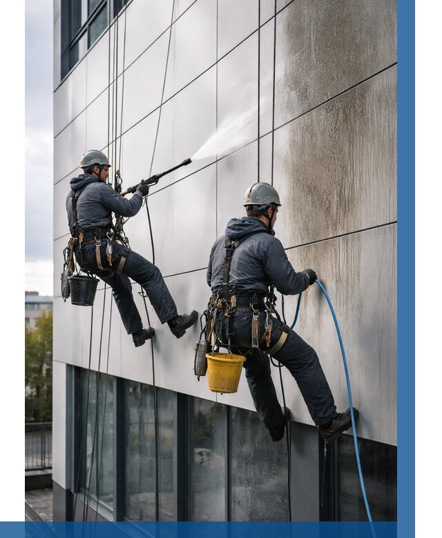 Мойка фасада из композита в Старой Руссе по цене от 306 р. | ВЫСОТНИК-Срс