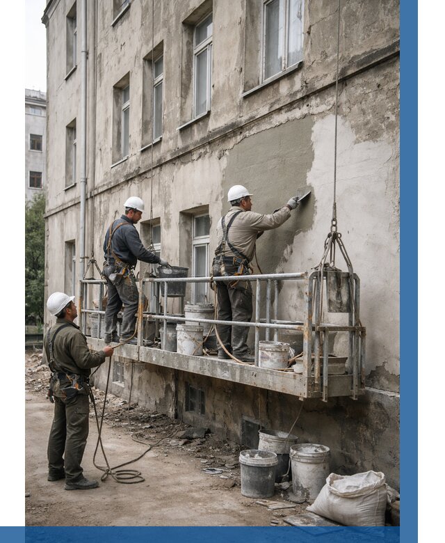 Капитальный ремонт фасада в Старой Руссе от 4280 р. | ВЫСОТНИК-Срс