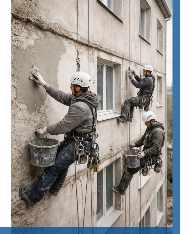 Ремонт штукатурного фасада в Старой Руссе от 764 р. под ключ | ВЫСОТНИК-Срс