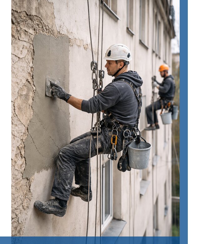 Восстановление штукатурки фасада в Старой Руссе от 1223 р. | ВЫСОТНИК-Срс