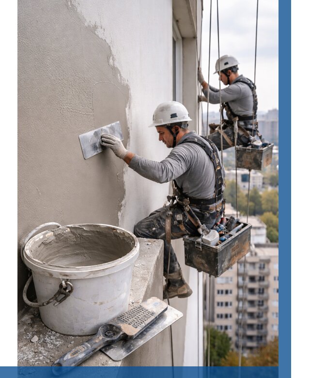 Шпаклевка фасада на высоте в Старой Руссе от 713 р. | ВЫСОТНИК-Срс