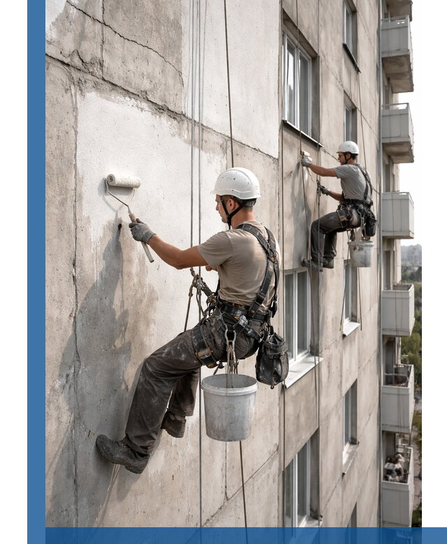 Покраска бетонного фасада в Старой Руссе для жилых и промышленных объектов