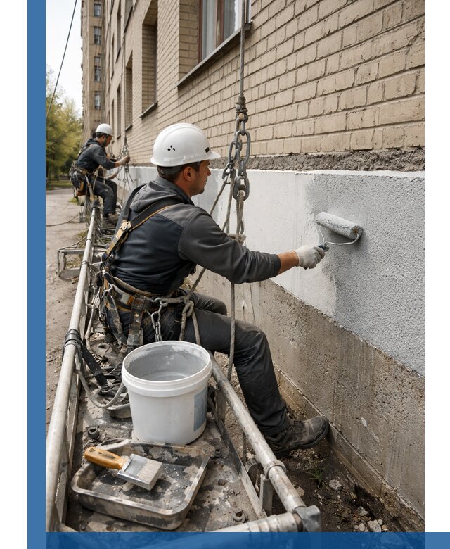 Окраска цоколя здания в Старой Руссе профессионально и надежно
