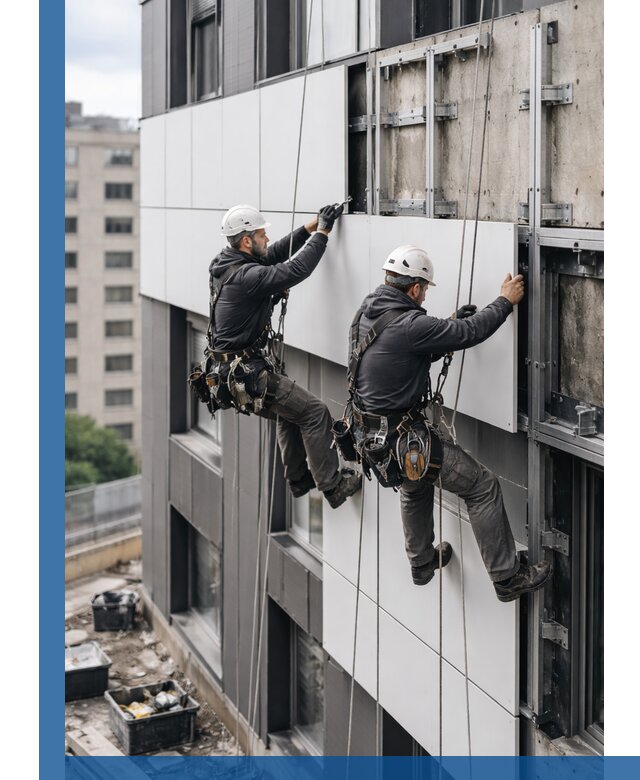 Монтаж композитных панелей фасада в Старой Руссе под ключ