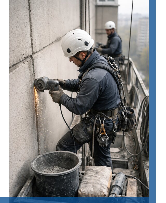 Штробление межпанельных швов в Старой Руссе от 1223 р. | ВЫСОТНИК-Срс
