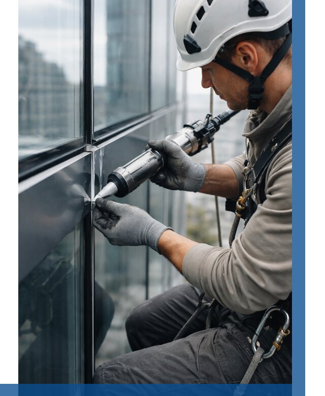 Герметизация стыков витража в Старой Руссе от 1223 р. | ВЫСОТНИК-Срс