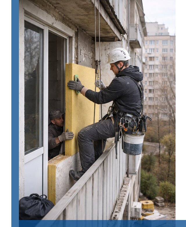 Профессиональное утепление балкона снаружи в Старой Руссе под ключ