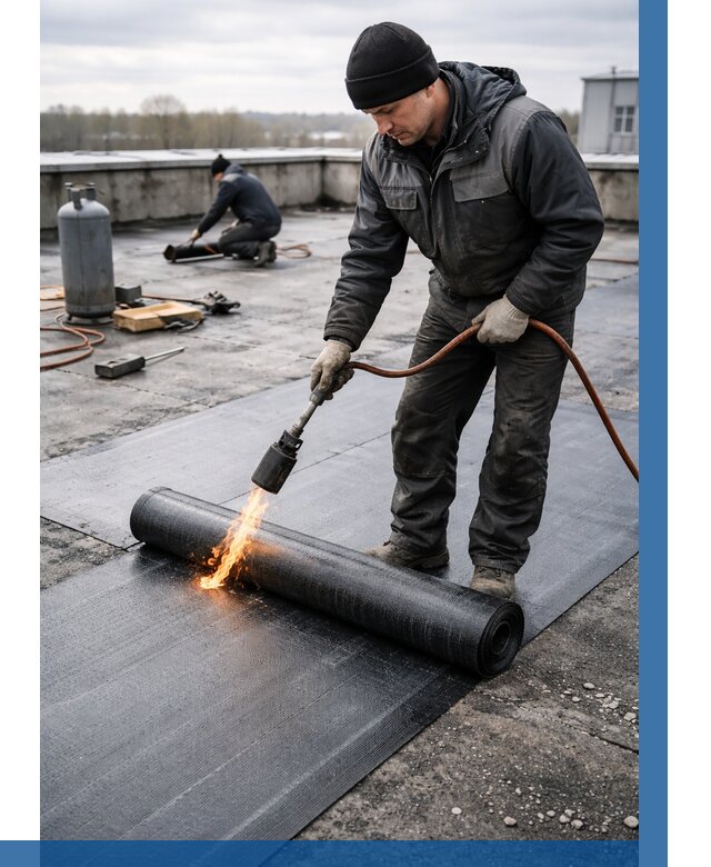 Ремонт наплавляемой кровли в Старой Руссе от 713 р. | ВЫСОТНИК-Срс