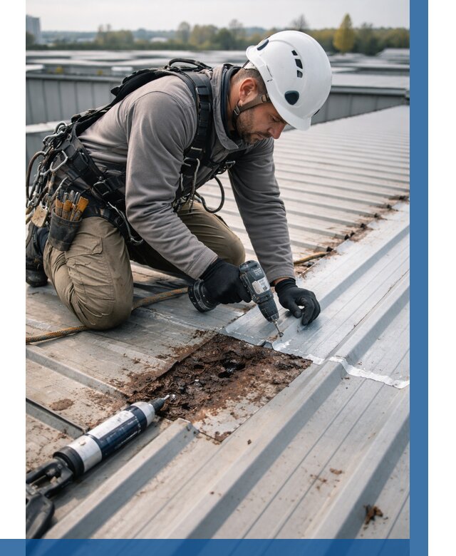 Ремонт профнастила на кровле в Старой Руссе от 713 р. | ВЫСОТНИК-Срс