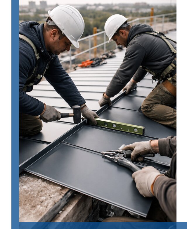 Монтаж фальцевой кровли в Старой Руссе для промышленных зданий