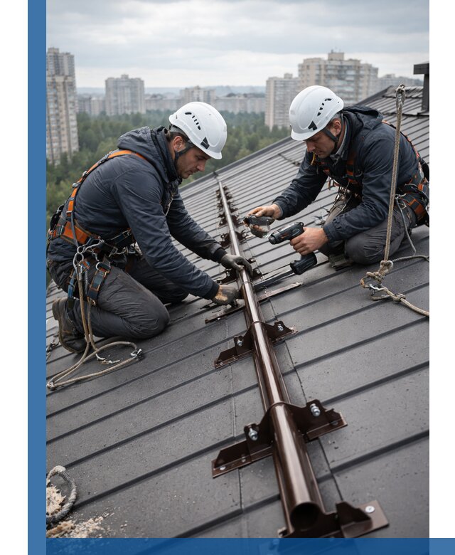 Монтаж снегозадержателей на кровле зданий в Старой Руссе под ключ