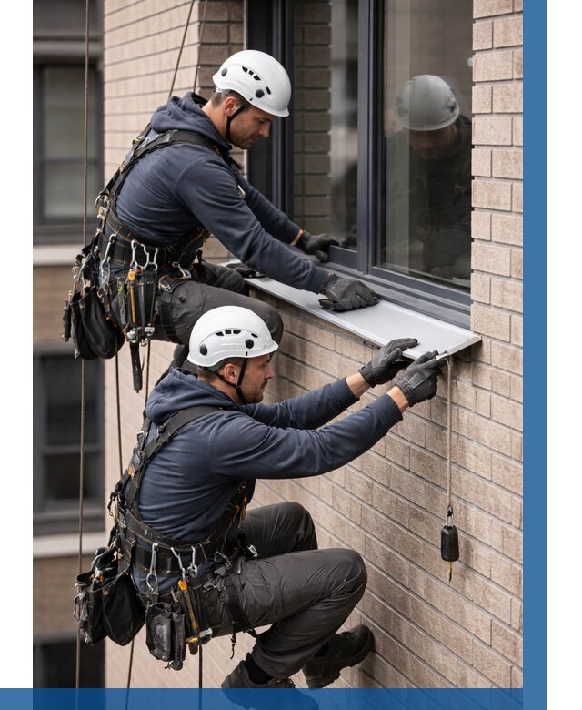 Монтаж оконных отливов под ключ в Старой Руссе от 3567 р. | ВЫСОТНИК-Срс