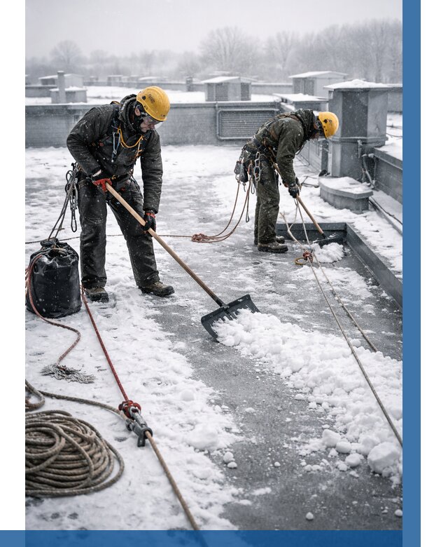 Очистка крыши от снега в Старой Руссе от 7643 р. | ВЫСОТНИК-Срс