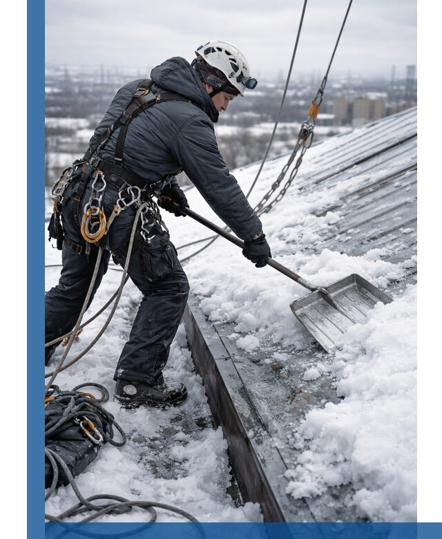 Профессиональная очистка кровли от снега и наледи в Старой Руссе