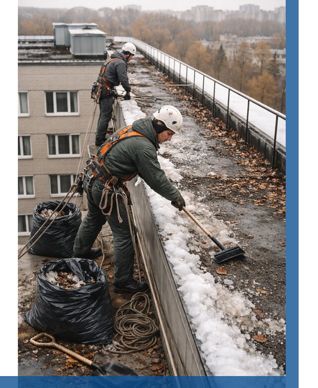 Очистка кровли по периметру в Старой Руссе от 560 р. | ВЫСОТНИК-Срс