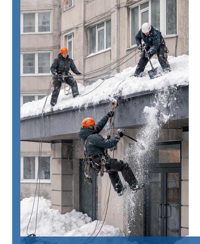 Безопасная очистка навесов от снега в Старой Руссе круглогодично