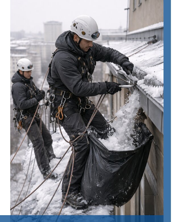 Аварийная очистка крыши в Старой Руссе под ключ от 306 р. | ВЫСОТНИК-Срс