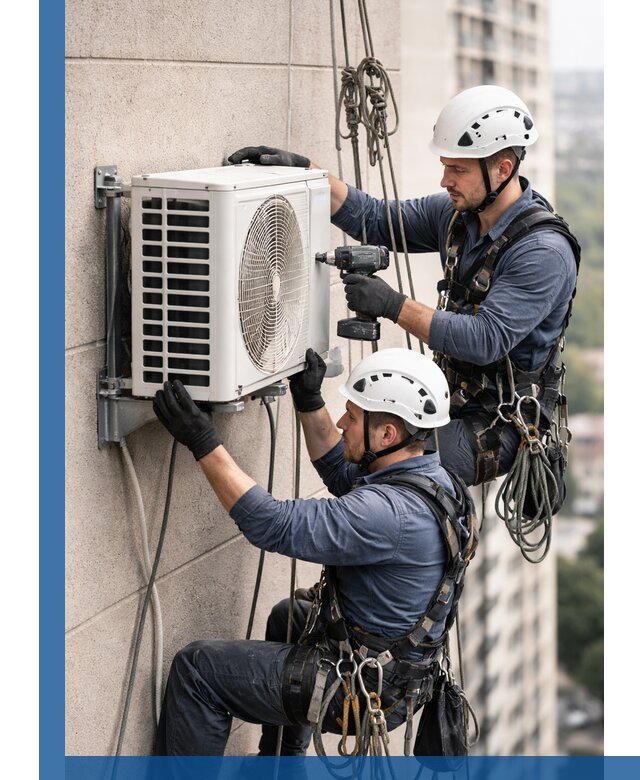 Монтаж внешнего блока кондиционера в Старой Руссе установка и крепление