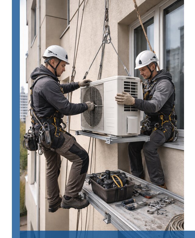 Перенос внешнего блока кондиционера в Старой Руссе с монтажом и крепежом