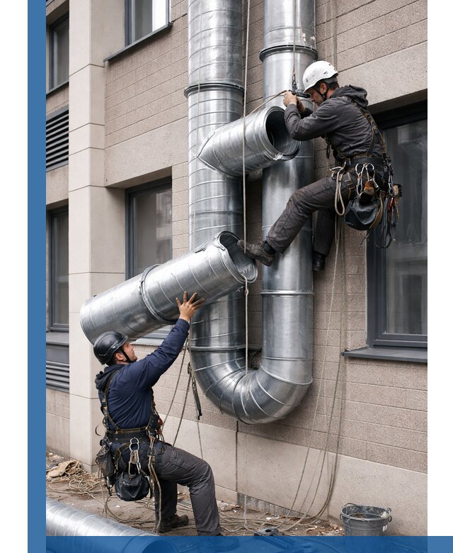 Монтаж фасадных воздуховодов в Старой Руссе с герметизацией и крепежом