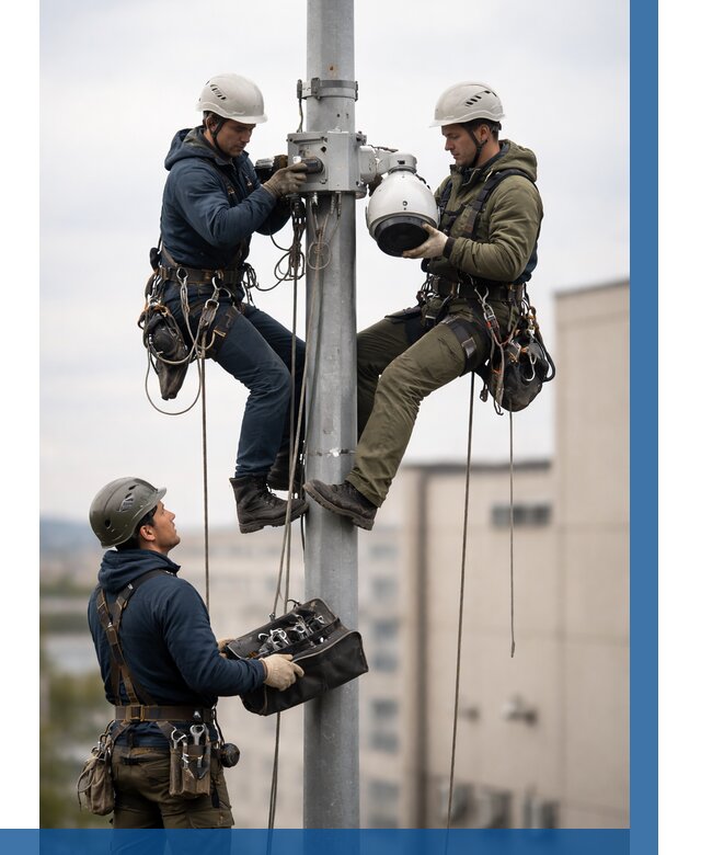 Установка видеокамер на мачте в Старой Руссе от 8662 р. | ВЫСОТНИК-Срс