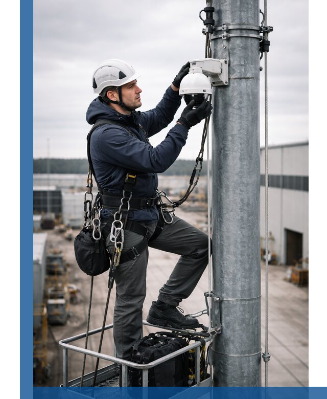Профессиональная установка видеокамер на мачте в Старой Руссе