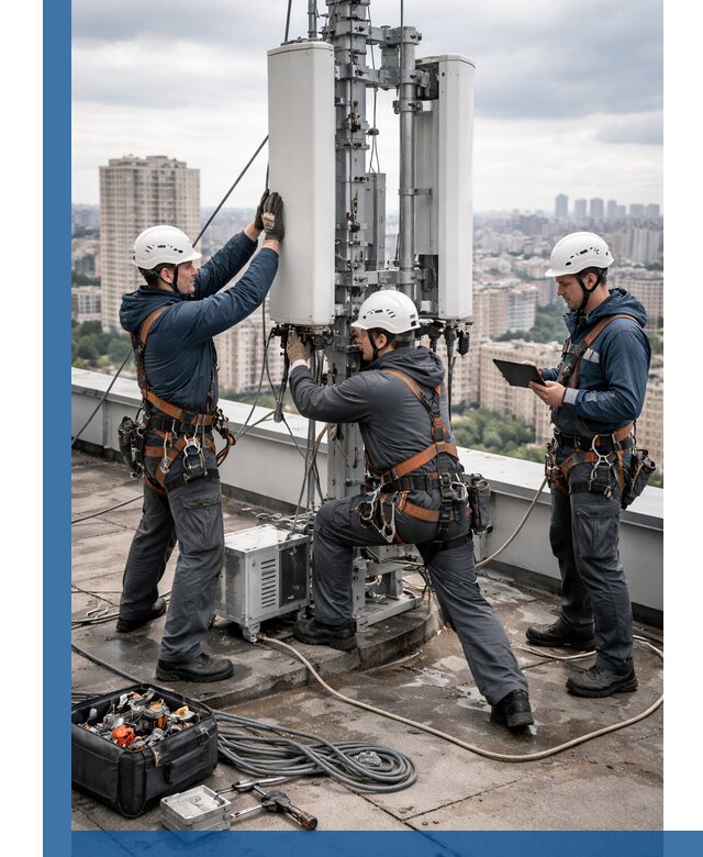 Монтаж антенн связи на крыше в Старой Руссе с вводом в эксплуатацию