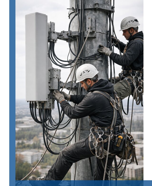 Монтаж оборудования связи на мачте в Старой Руссе с пусконаладкой