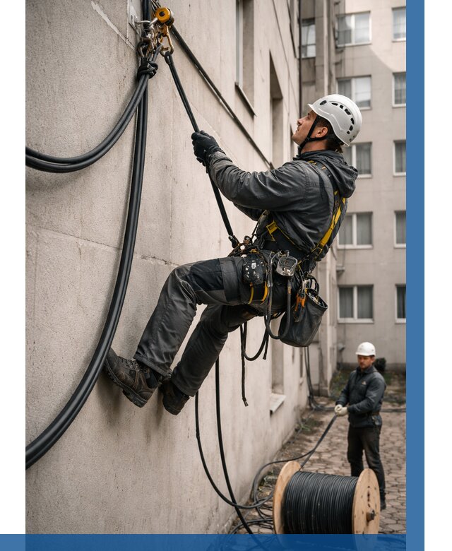 Протяжка кабеля питания на высоте в Старой Руссе от 459 р. | ВЫСОТНИК-Срс