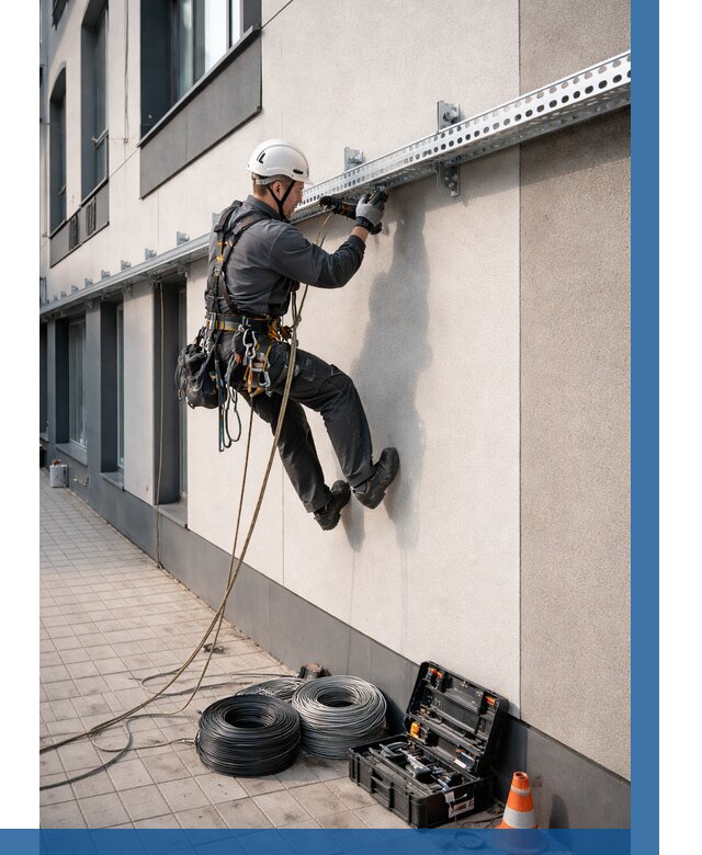 Монтаж кабельных лотков на фасаде в Старой Руссе от 1223 р. | ВЫСОТНИК-Срс