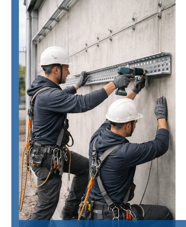 Монтаж кабельных лотков на фасаде зданий в Старой Руссе с гарантией