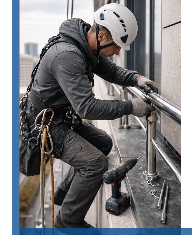 Монтаж ограждений на высоте в Старой Руссе для зданий и конструкций