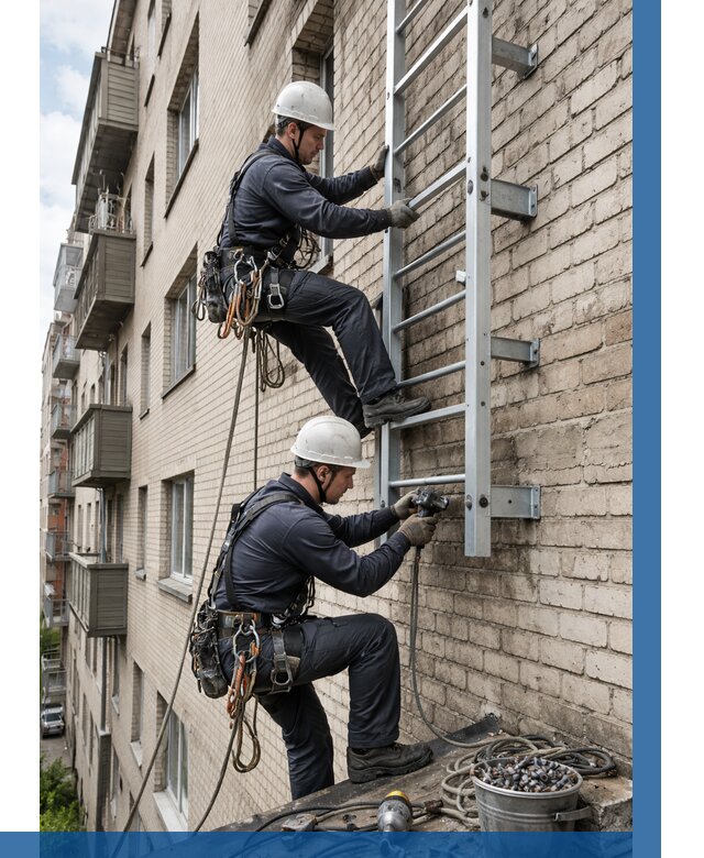 Монтаж пожарной лестницы в Старой Руссе от 25475 р заказать у ВЫСОТНИК-Срс