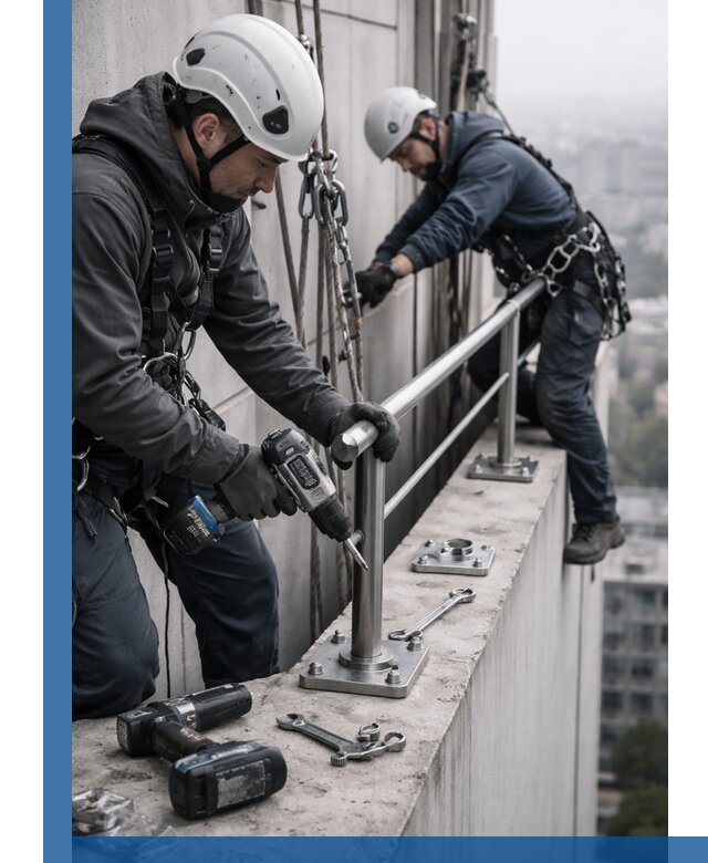 Монтаж перил на высоте в Старой Руссе для жилых и промобъектов