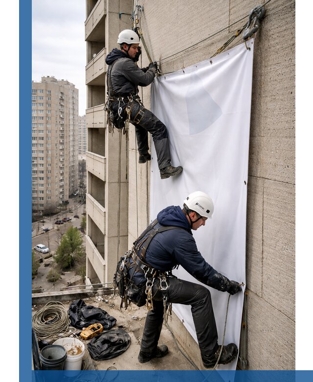 Профессиональный монтаж баннеров на фасаде в Старой Руссе