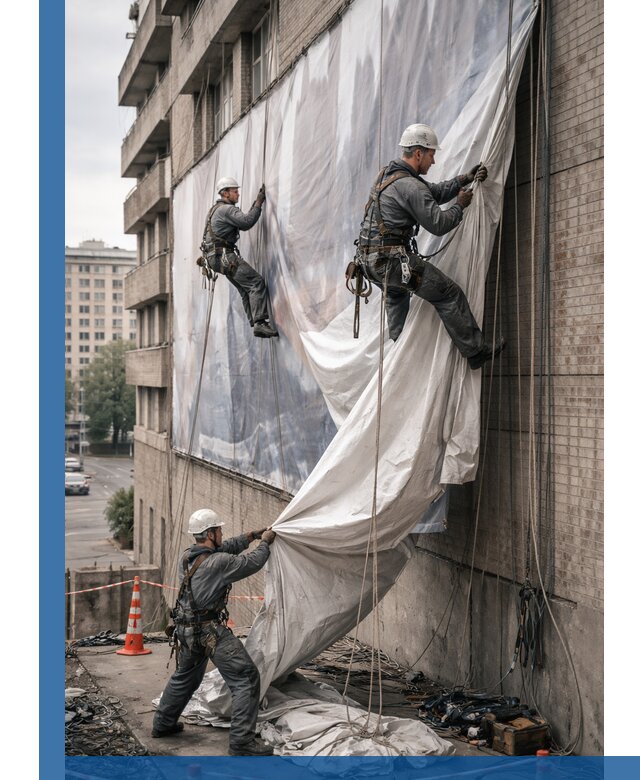 Демонтаж баннеров с фасада в Старой Руссе оперативно и безопасно