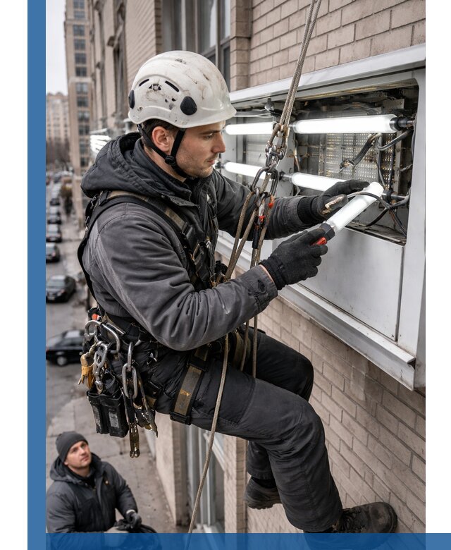 Профессиональная замена ламп в наружной вывеске в Старой Руссе