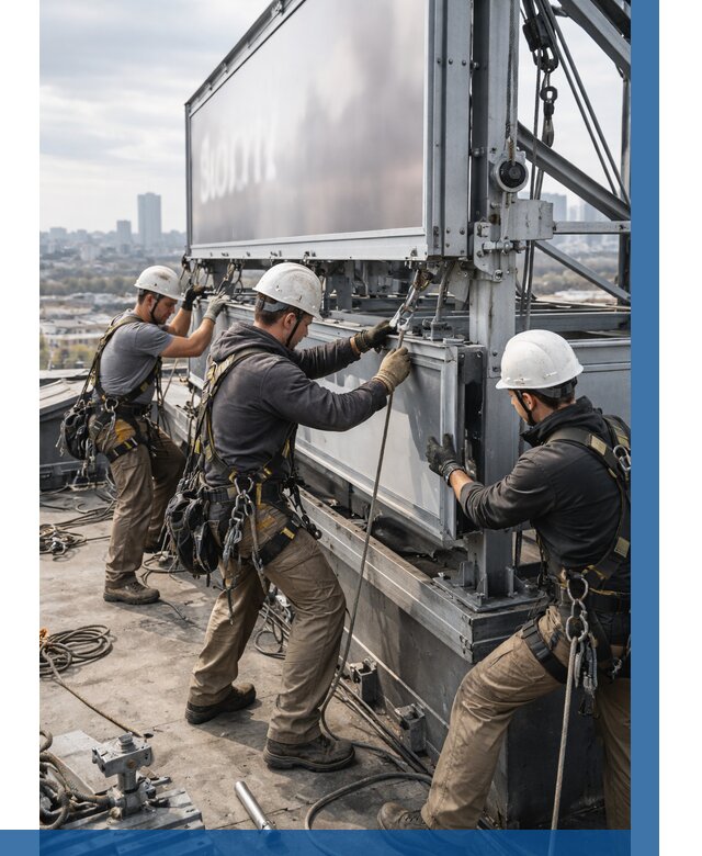 Монтаж крышной рекламной конструкции в Старой Руссе от 61140 р.|ВЫСОТНИК-Срс