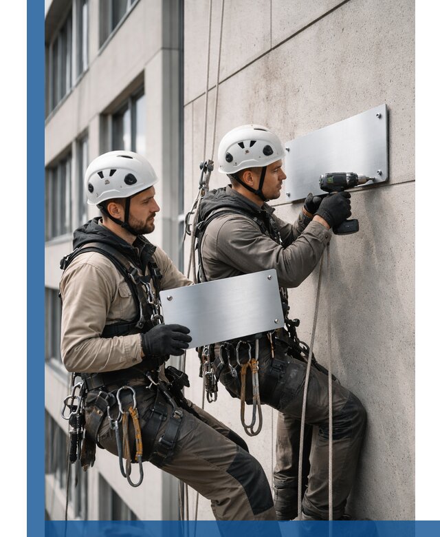 Монтаж табличек и указателей в Старой Руссе для зданий и сооружений