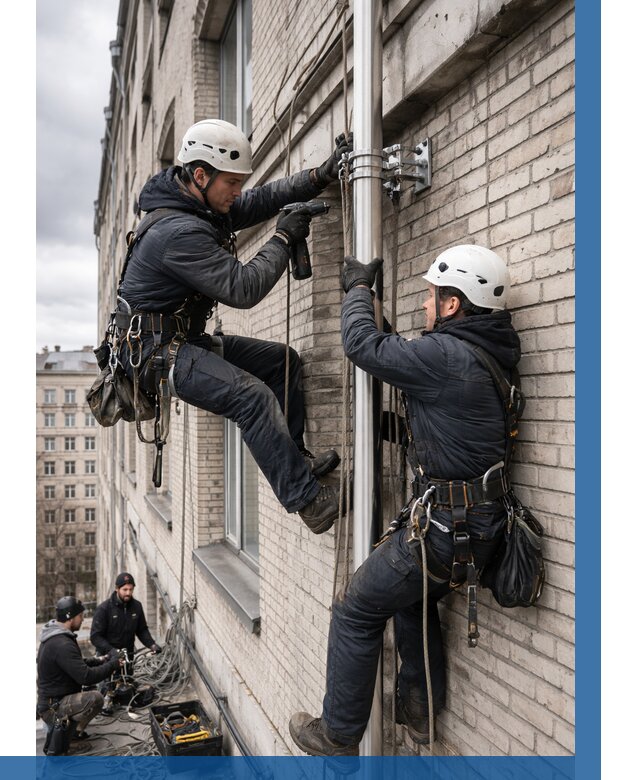 Монтаж флагштока на здании в Старой Руссе от 6624 р. | ВЫСОТНИК-Срс