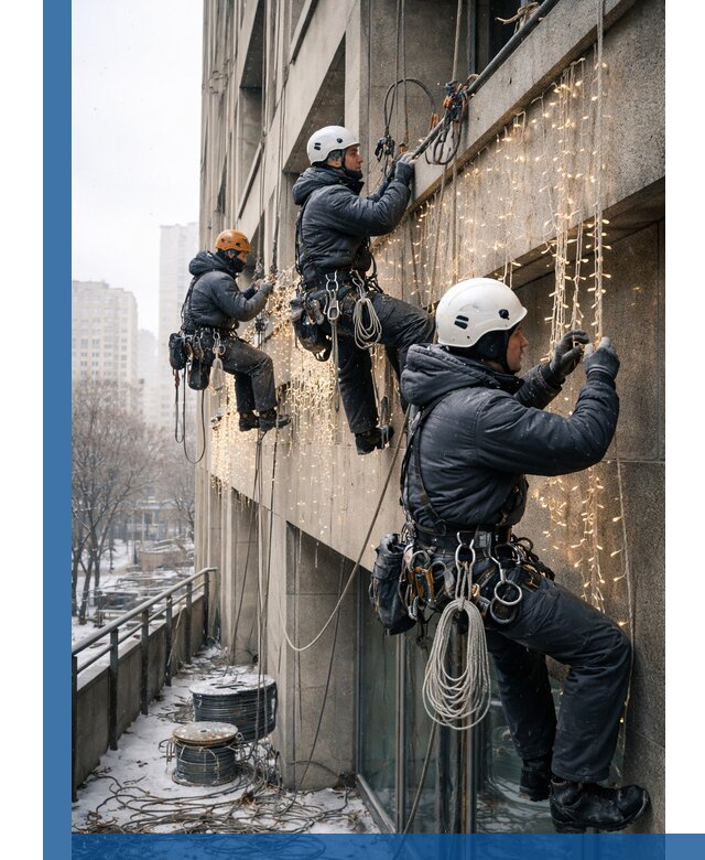 Монтаж новогодней иллюминации и украшение фасадов в Старой Руссе