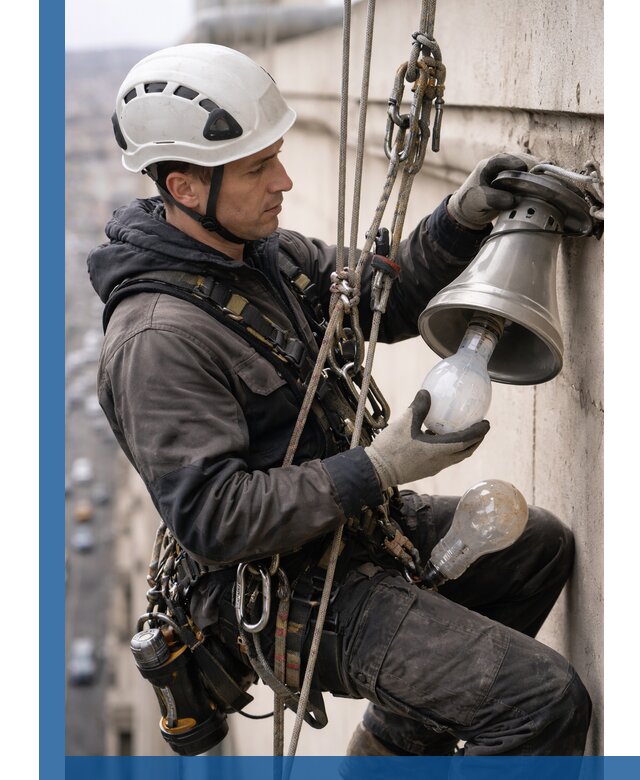 Замена ламп на высоте в Старой Руссе профессионально и быстро