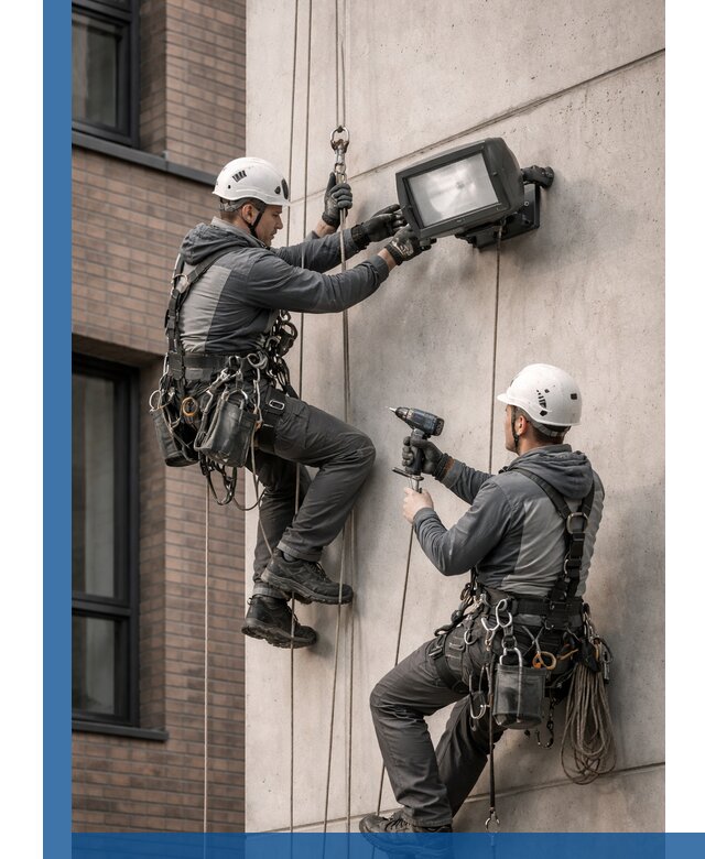 Профессиональный монтаж фасадных прожекторов в Старой Руссе под ключ