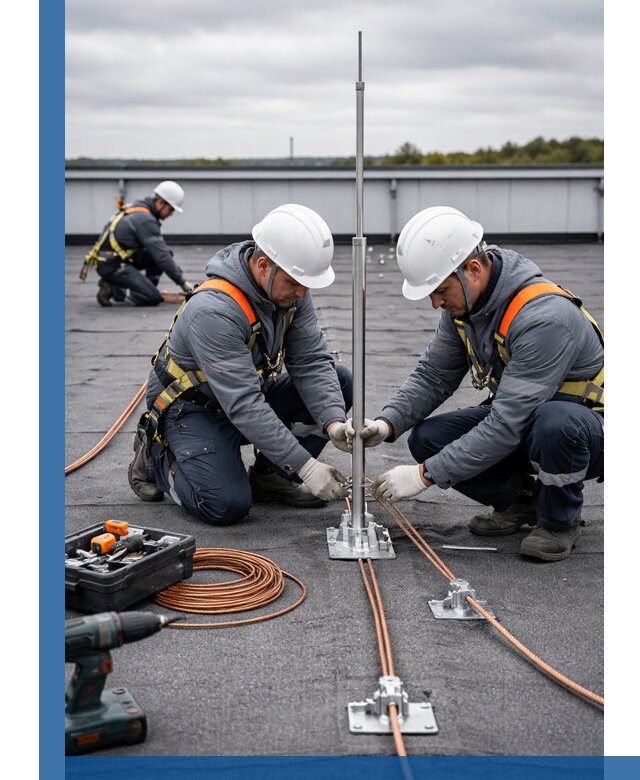 Монтаж молниезащиты на кровле в Старой Руссе под ключ с гарантией