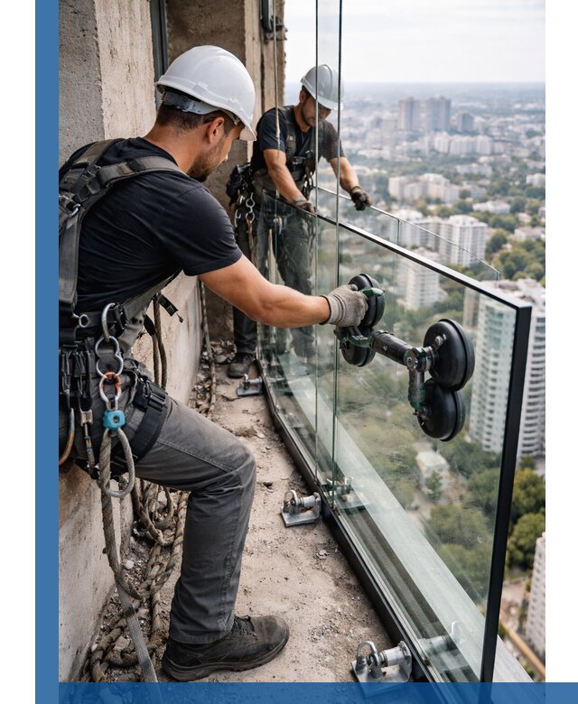 Монтаж стеклянных ограждений под ключ с гарантией в Старой Руссе