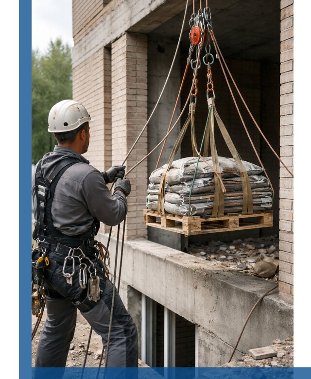 Подъем материалов на этаж веревками в Старой Руссе оперативно