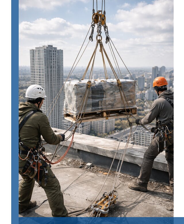 Подъем и монтаж крупногабаритных грузов на крышу в Старой Руссе