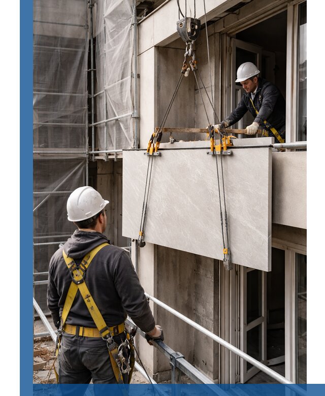 Подъем керамогранита на этаж в Старой Руссе грузчиками и техникой