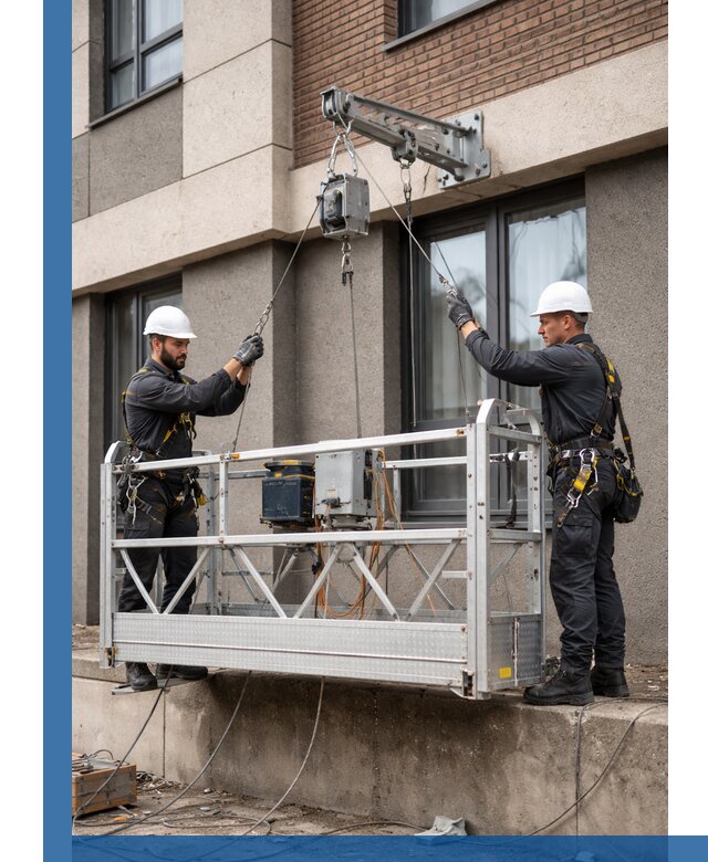 Монтаж и подъем фасадной люльки в Старой Руссе с гарантией безопасности